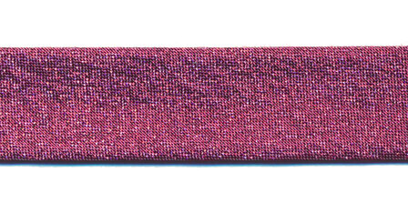 Fuchsia gevouwen lurex biaisband 18 mm (ca. 25 meter)