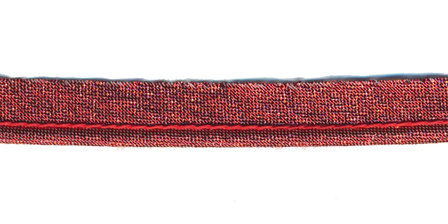 Rood lurex piping-/paspelband met 2 mm koordje (ca. 25 meter)