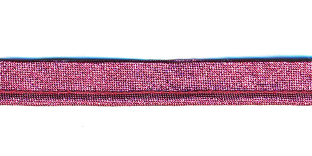 Fuchsia lurex piping-/paspelband met 2 mm koordje (ca. 25 meter)