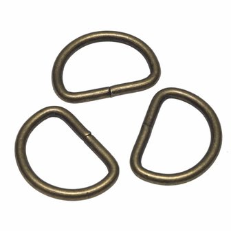 Metalen D-ring bronskleurig ZWAAR 38 mm (ca. 25 stuks)