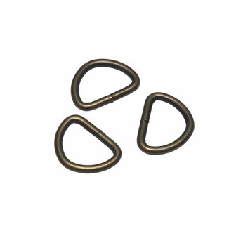 Metalen D-ring bronskleurig 20 mm (ca. 25 stuks)