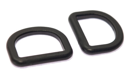 D-ring hoog rond zwart kunststof 25 mm (10 stuks)