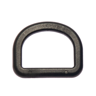 D-ring hoog rond zwart kunststof 25mm
