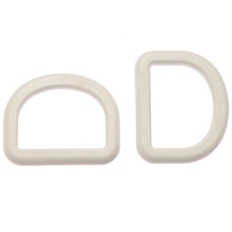 D-ring hoog rond wit kunststof 25 mm (10 stuks)