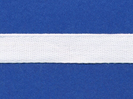 Katoenen keperband wit 15 mm (ca. 50 m)