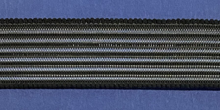 Rimpelelastiek / gaaselastiek 25 mm transparant/zwart (25 m)