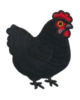 Opstrijkbare applicatie kip zwart (5 stuks)