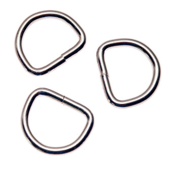 Metalen D-ring zilverkleurig gelast ZWAAR 25 x 4,5 mm (1 stuk)