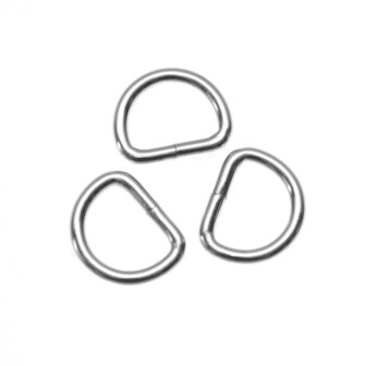 Metalen D-ring zilverkleurig gelast ZWAAR 20 x 4,0 mm (1 stuk)