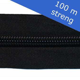 Nylon rits zwart #580 maat 8 (ca. 100 m)