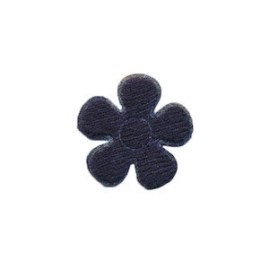 Applicatie bloem donker blauw satijn effen klein 20 mm (ca. 25 stuks) - achterzijde
