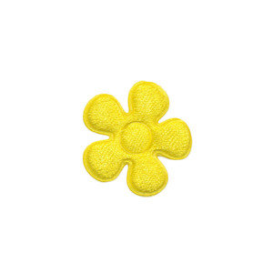 Applicatie bloem geel satijn effen klein 20 mm (ca. 25 stuks)
