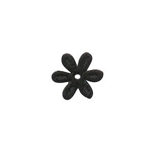 Applicatie bloem zwart satijn effen klein 18 mm (ca. 100 stuks) - achterzijde