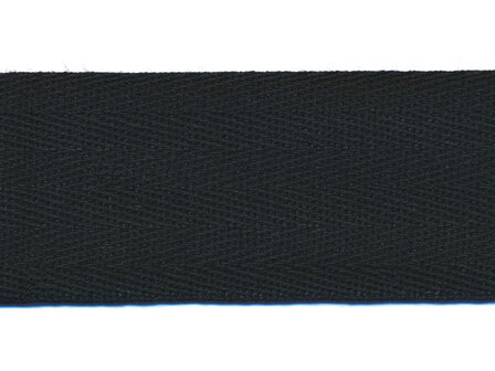 Zwart KATOENEN keperband 30 mm (ca. 50 m)
