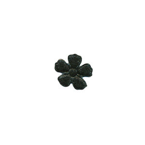 Applicatie bloem zwart satijn effen mini 15 mm (ca. 100 stuks) - achterzijde
