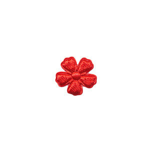 Applicatie bloem rood satijn effen mini 15 mm (ca. 100 stuks)