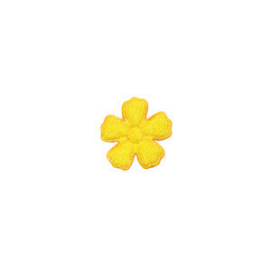 Applicatie bloem warm geel satijn effen mini 15 mm (ca. 100 stuks) - achterzijde