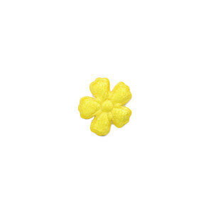 Applicatie bloem geel satijn effen mini 15 mm (ca. 100 stuks) - achterzijde
