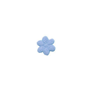 Applicatie bloem licht blauw satijn effen mini 10 mm (ca. 100 stuks) - achterzijde