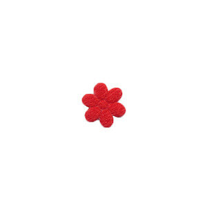 Applicatie bloem rood satijn effen mini 10 mm (ca. 100 stuks) - achterzijde