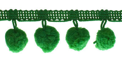 Pompom band groen 20 mm (ca. 16 meter)