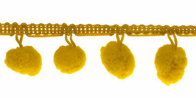 Pompom band okergeel 20 mm (ca. 16 meter)