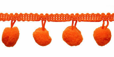 Pompom band oranje 20 mm (ca. 16 meter)