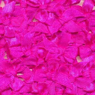 Satijnen strikjes knal roze (ca. 100 stuks)