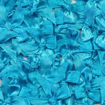Satijnen strikjes aqua blauw (ca. 100 stuks)