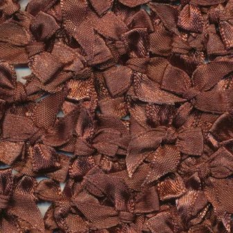 Satijnen strikjes donker bruin (ca. 100 stuks)