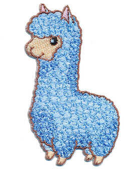 Opstrijkbare applicatie alpaca blauw (5 stuks)