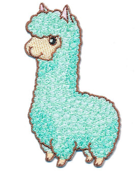 Opstrijkbare applicatie alpaca groen (5 stuks)