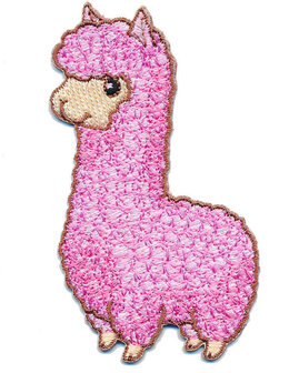 Opstrijkbare applicatie alpaca roze (5 stuks)