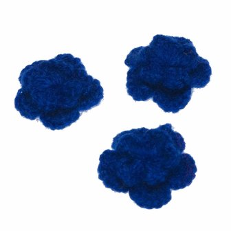Gehaakte bloem kobalt blauw ca. 40 mm (10 stuks)