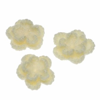 Gehaakte bloem creme ca. 40 mm (10 stuks)