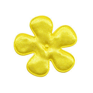 Applicatie bloem geel satijn effen middel 35 mm (ca. 25 stuks)