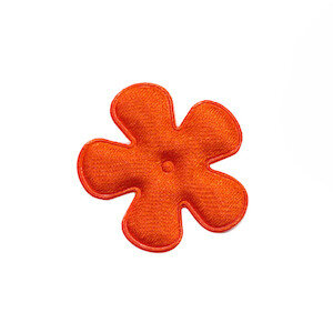 Applicatie bloem oranje satijn effen klein 25 mm (ca. 25 stuks)