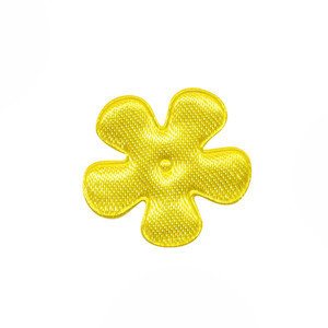 Applicatie bloem geel satijn effen klein 25 mm (ca. 25 stuks)