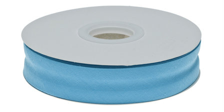 Aqua blauw gevouwen biaisband 20 mm (20 meter)