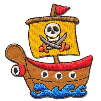 Opstrijkbare applicatie piratenschip (5 stuks)