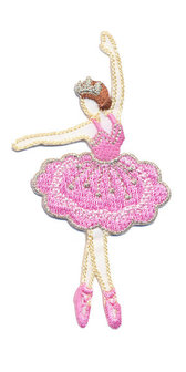 Opstrijkbare applicatie ballerina met roze jurk (5 stuks)