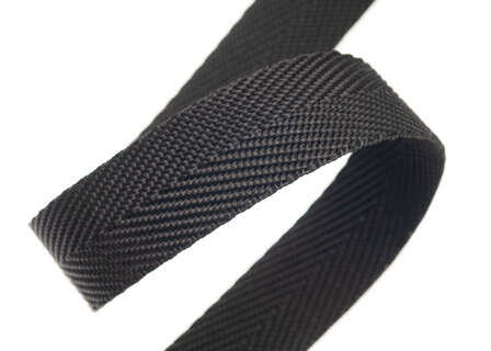 Visgraat band 25 mm zwart (50 m)