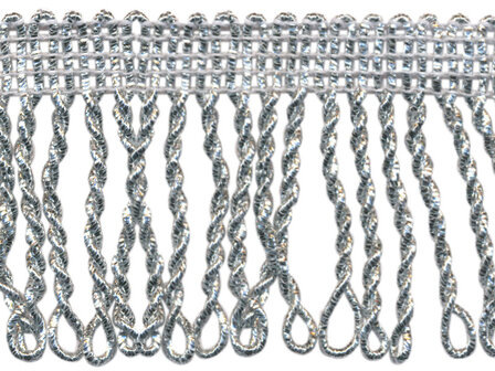 Franjeband gedraaid zilver lurex ca. 50 mm (ca. 5 meter)
