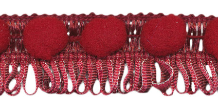 Franjeband met pompom bordeaux ca. 30 mm (ca. 16 meter)