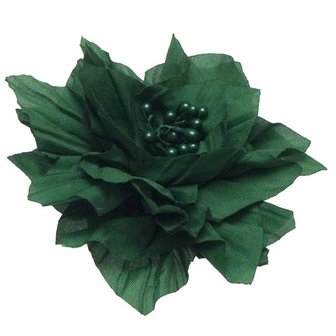 Bloem XL stof met 'hart' groen ca. 9 cm (5 stuks)