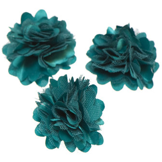 Bloem stof petrol/zeegroen ca. 5 cm (5 stuks)