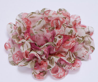 Bloem XL mix tule en stof meloen ca. 12 cm (5 stuks)