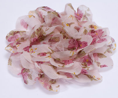 Bloem XL mix tule en stof roze ca. 12 cm (5 stuks)