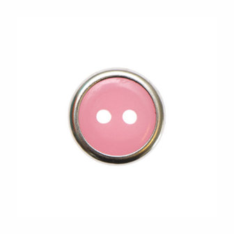 Knoop met metalen rand roze 13 mm (ca. 100 stuks)