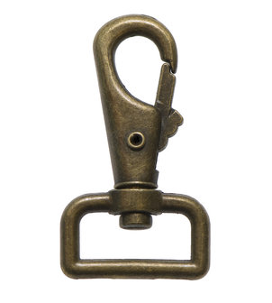 Metalen musketonhaak/sleutelhanger bronskleurig ZWAAR 25 mm (10 stuks)